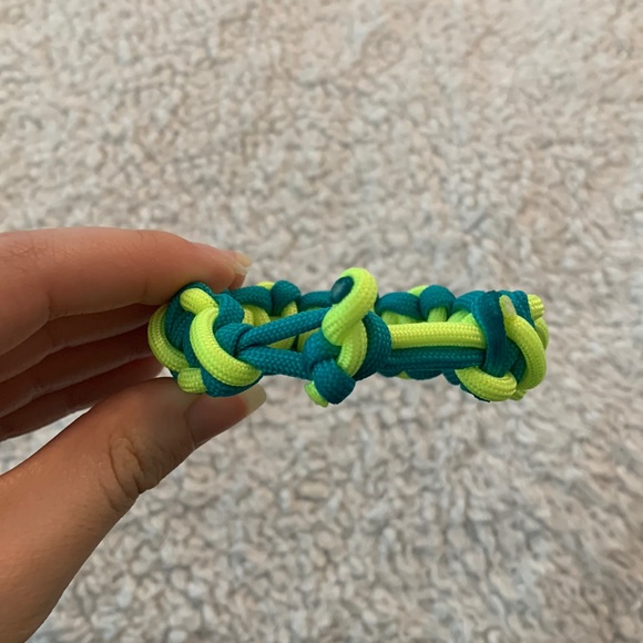 Turquoise and Neon Yellow DNA Helix Paracord Bracelet - Picture 16 of 17